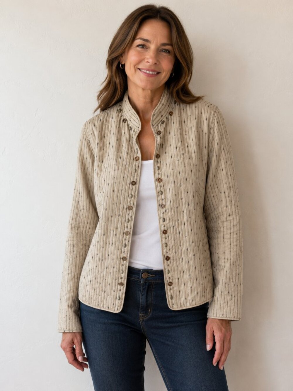 Alfred Dunner Women's Quilted Jacket Size 18 Beige Textured